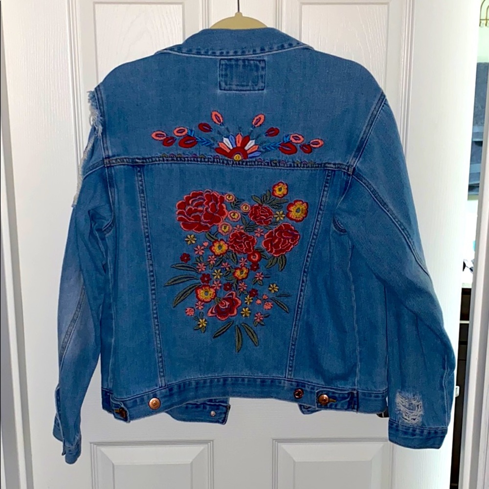 Forever 21 floral jean jacket